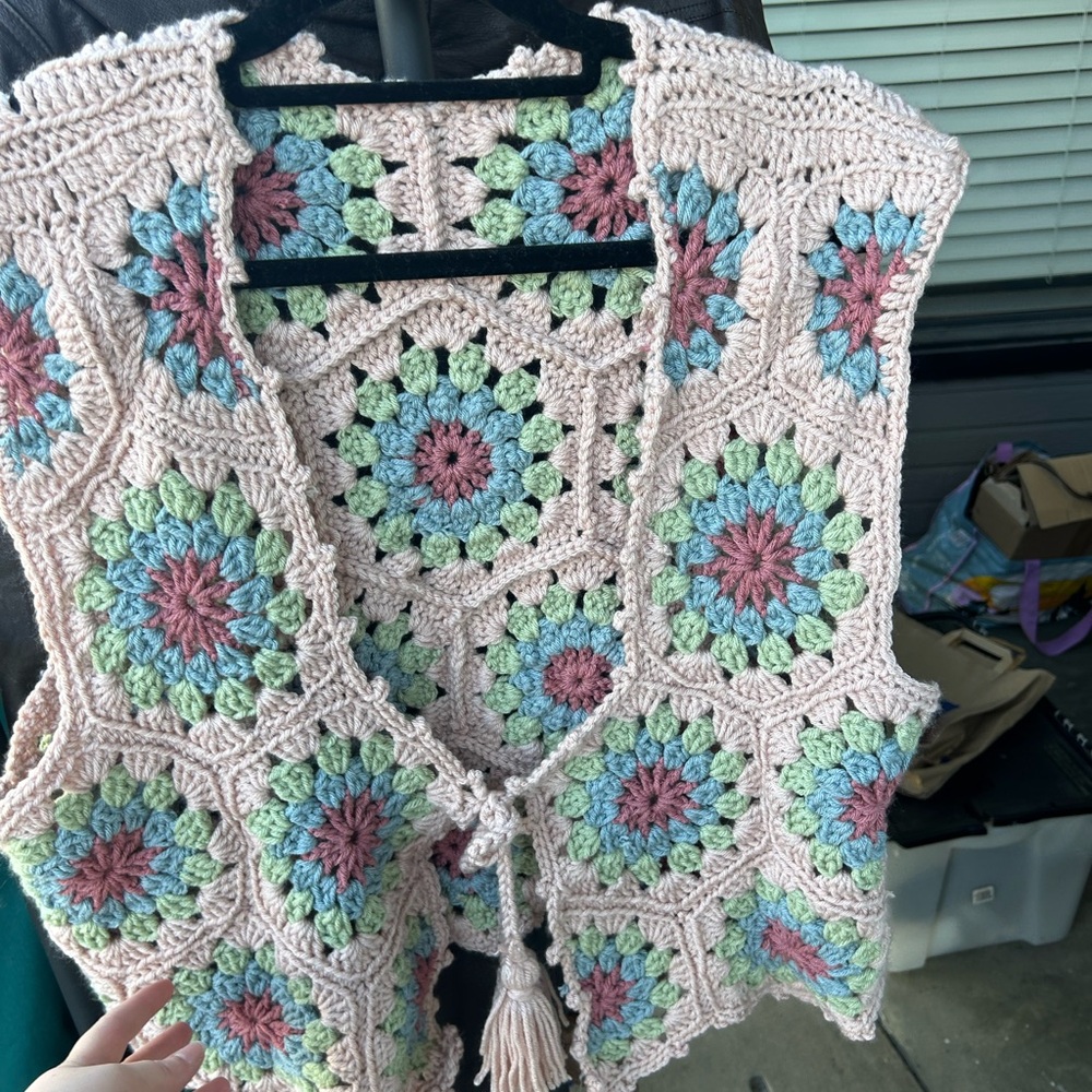 Vintage America Multicolor Crochet Cardigan